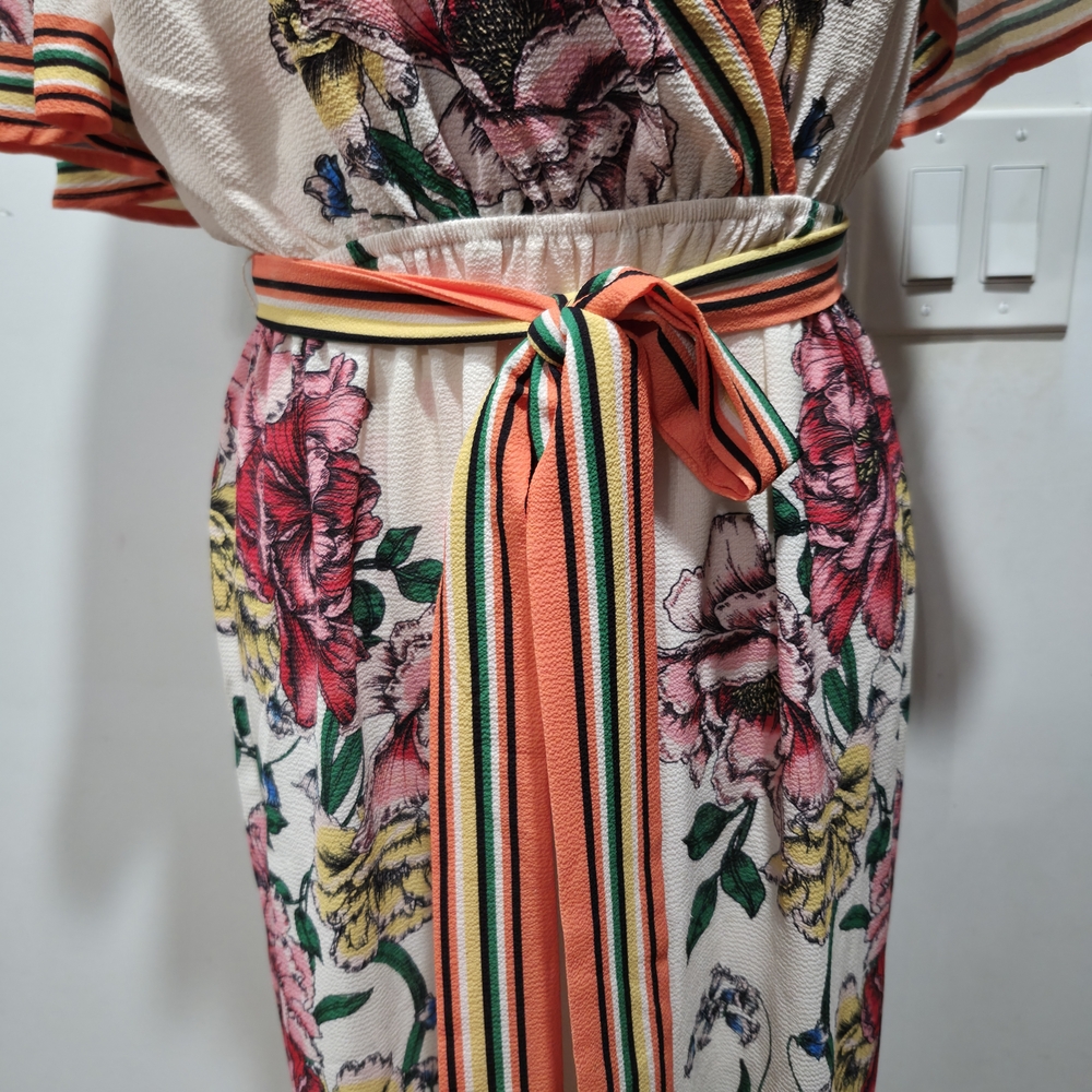 Flying Tomato Multicolor Floral Wrap Jumpsuit - Picture 3 of 9
